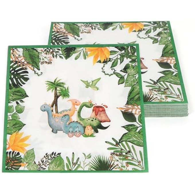 40 PIECES DINOSAUR PATTERN NAPKINS BIRTHDAY CHILDREN DINOSAUR PARTY DECORATION 33 X 33 CM - Image 1